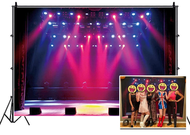Leyiyi 10x6.5ft Stage Spotlight Backdrop Concert Live Plateform Banner Gloomy Night Scenic Background Superstar Drama Play Music Show Kids Birthday Adults Vlogger Portrait Studio Prop Vinyl Wallpaper - Image 1